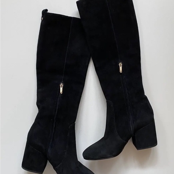 Sam Edelman • Thora Knee Boots black suede leather tall block heel almond toe - Picture 10 of 10